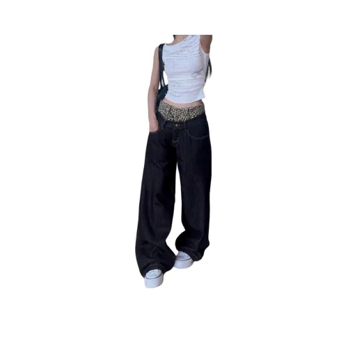 BAOMIKA Черные Унисекс Джинсы