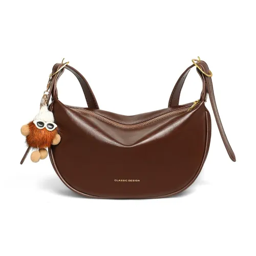 Crtnzo Kroez Коровья кожа Сумка через плечо Сумка-пельмень Обычный Женские Кофе