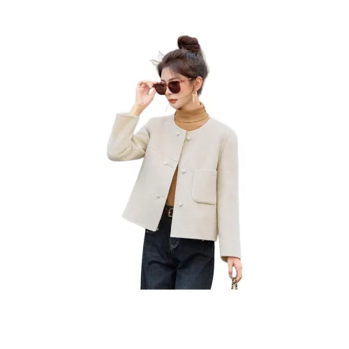 MJ Осеннее Зимнее Укороченное Пальто Женское