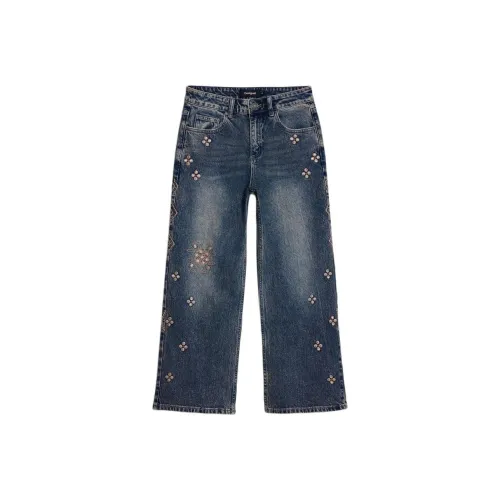 Desigual Выстиранные Синие Женские Джинсы