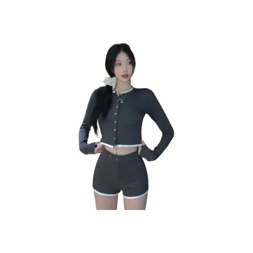 XIANSINIAO Темно-серый Наборы одежды Женские Трикотаж