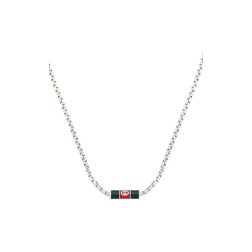 GUCCI 925 стерлинговое серебро мужские ожерелья серебряный зеленый красный