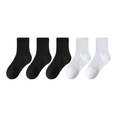 MADALLO [5 пар] 3 Черных + 2 Белых Унисекс MID Носки до икры