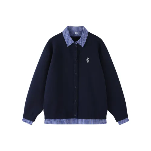 MATCHA STORY Кардиган Свитер Унисекс Темно-синий