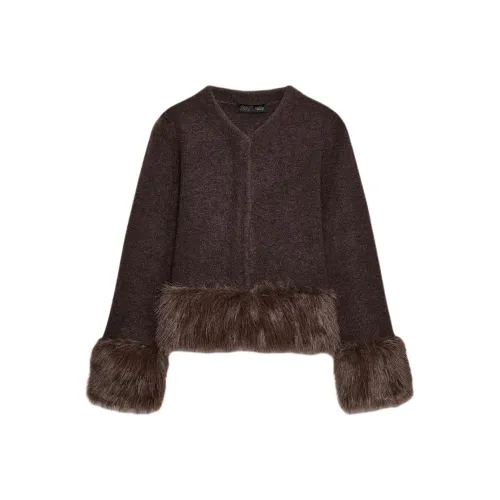 ZARA Коричневый Женский Трикотаж