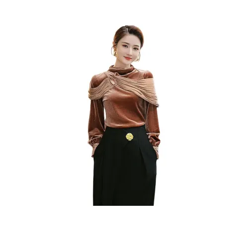Tang Xi Темно-коричневые Женские Рубашки