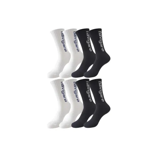 NAVIGARE [8 упаковок] 4 белых 4 черных мужские носки MID до икры