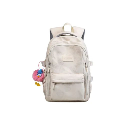 PT'SON Ткань Рюкзак Женские Экрю Фиолетовый