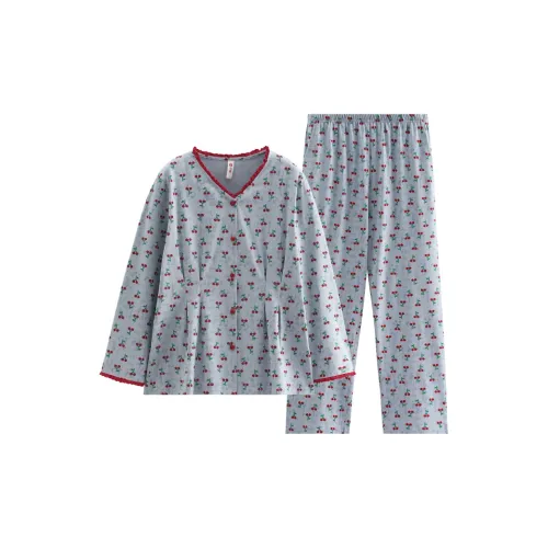FENTENG FJ26931939 Серый Синий Женский Пижамный Комплект