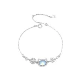 Персиковый цветок, кошка, браслет [синий]