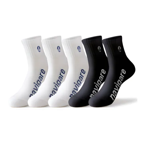 NAVIGARE [5 пар] 3 Белых 2 Черных Мужские Носки до икры MID