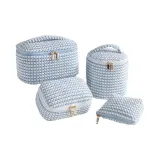 Фланель, набор из 4 штук, синий, с точкой