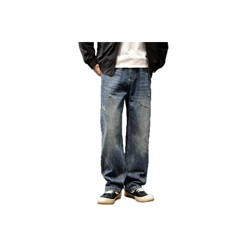 LUJIEBANG Винтажные синие мужские джинсы
