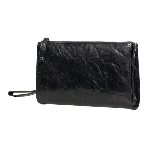 VIHUS Клатч из крупнозернистой текстуры коровьей кожи мужской черный