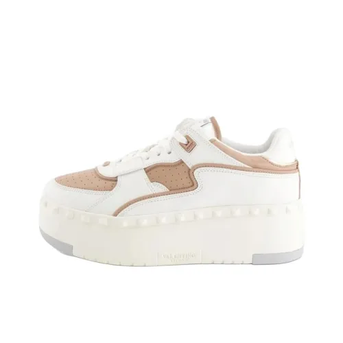Valentino Rockstud Low Топ Скейтборд Кроссовки Женские Экрю