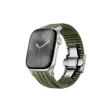 Зеленый ремешок, титановый соединитель, серебряная застежка