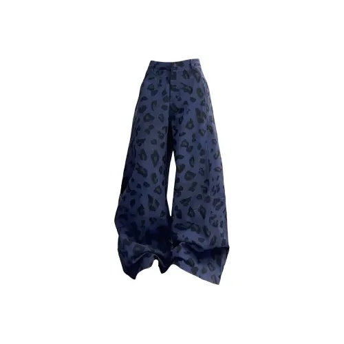 MO VOICE Синий Леопардовый принт Женские Джинсы