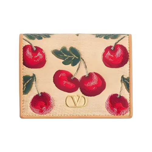 Valentino Vlogo Signature Ткань Кошелек Стандартный Женский Естественный и Красный