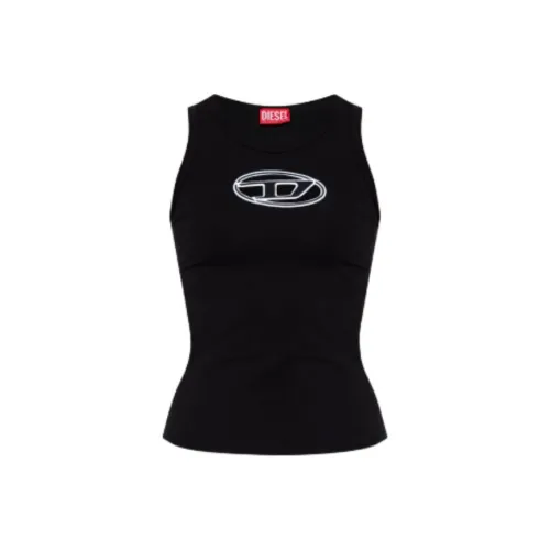 DIESEL Белый обрез Черный логотип Женские майки