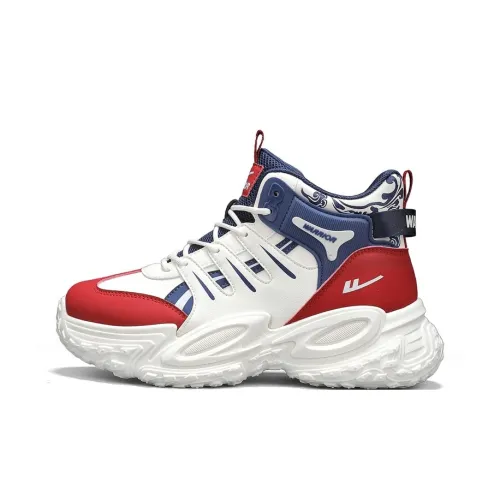 Warrior Амортизация Устойчивый к истиранию Увеличение высоты MID Топ Толстая подошва Мужские кроссовки