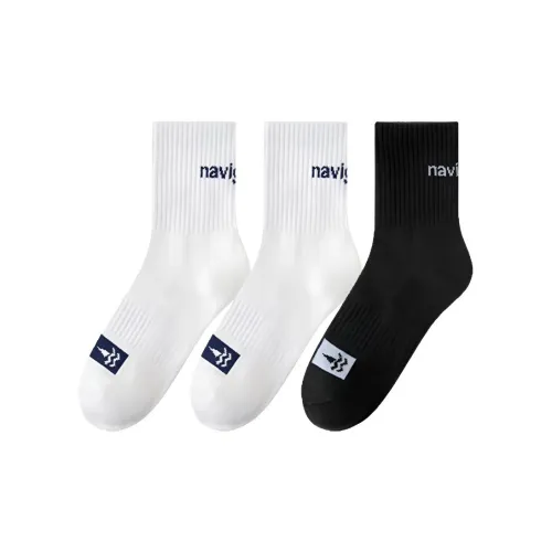 NAVIGARE [3 упаковки] 2 белых 1 черный мужские носки MID до икры