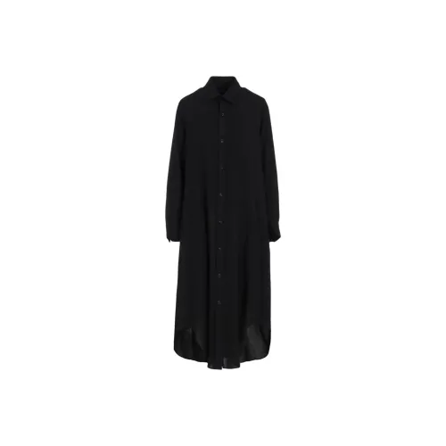 yohji yamamoto Y'S FW25 W RY WASHER PROCESSED Марля Платье Длинное Платье с Длинными Рукавами Женское