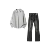 Одежда Набор (Серый топ + Черный низ)