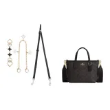 [Черный через плечо, трехкомпонентный комплект] Черный плечевой ремень + Черный четырехлистный клевер, удлинитель цепи 15 см + Белая декоративная цепь 30 см