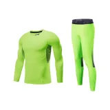 Двухкомпонентный комплект [Неоново-зеленый топ с длинным рукавом + Неоново-зеленые штаны]