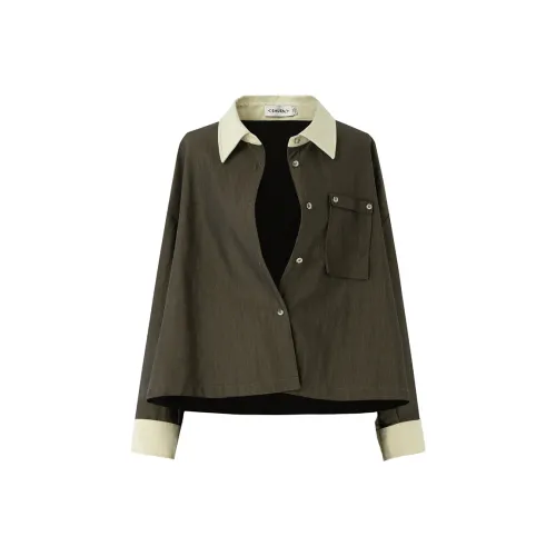 SOON FLOWER Deep Серый Кофейный Женские Рубашки