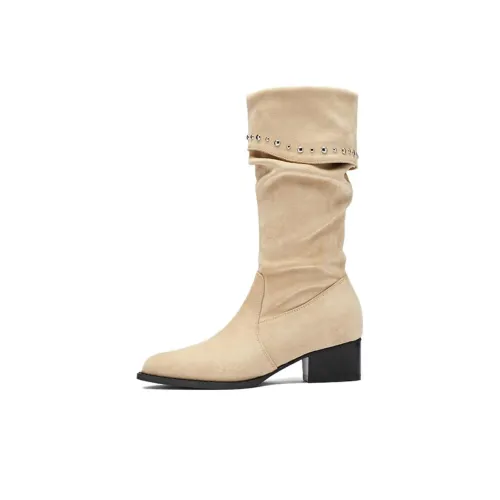 AGSDON Женские высокие сапоги на каблуке 6 см