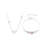 Персик, Кошка, Браслет и Ожерелье, Комплект [Розовый]