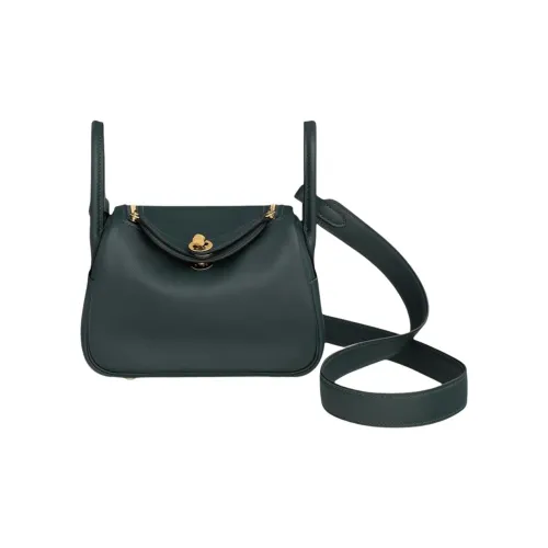 HERMES Lindy Swift Кожа Одно плечо Сумка Мини Унисекс Rousseau Зеленый