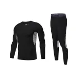 Двухкомпонентный комплект [Черная рубашка с длинным рукавом + Черные штаны]