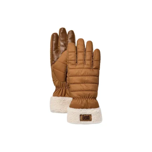 UGG Полиамид Вязаные Перчатки Женские Каштановый Черный HALO Белый