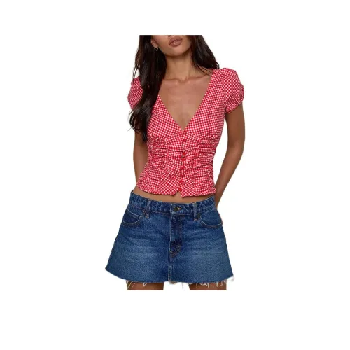 Motel Rocks Ilase Ruched Blouse в красном гэмпе рубашка женская
