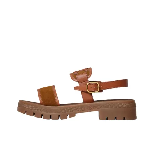 CELINE Clea Triomphe Пляжные сандалии Женские Коричневый