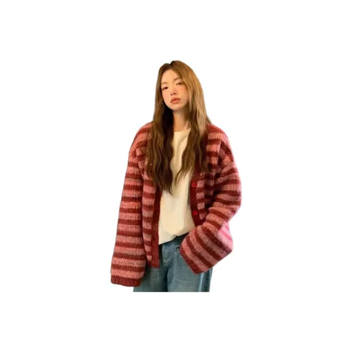 XIANSINIAO Полосы Кардиган Женские Трикотаж