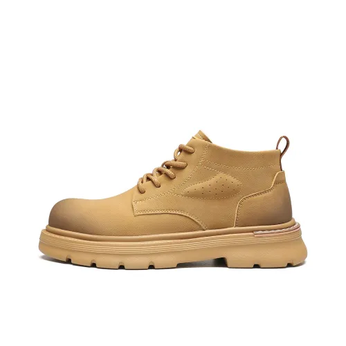 ST SAT Короткий Мартин Ботинок 4,5 см Мужской Желтый Коричневый