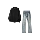 Набор (Черный топ + Синий низ)