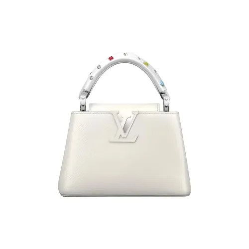 LOUIS VUITTON Capucines Однотонная Сумка Мини Женская Серебряный