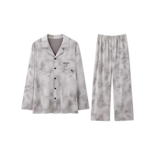 Mulong Family Белый+Серый Мужской Пижамный Комплект