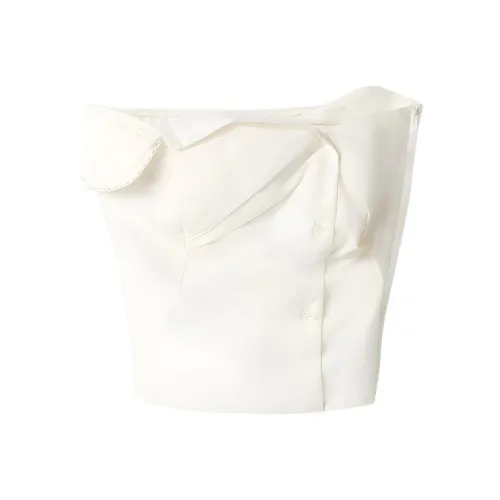 MIU MIU SS25 Без бретелей Топ Женский Белый