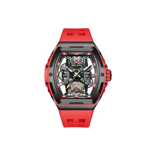 GELATU Автоматический механический механизм Часы Мужские Черный циферблат