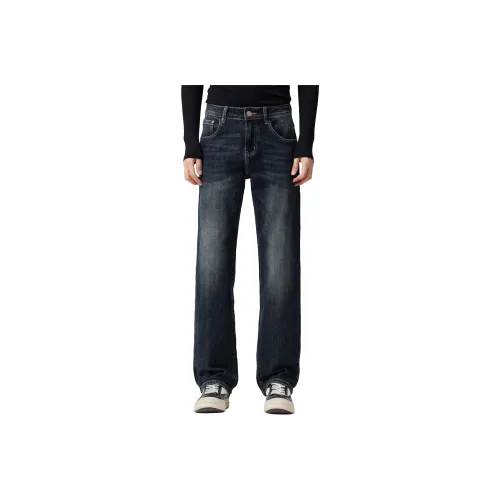 KM Синий Унисекс Джинсы