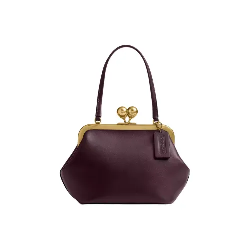 COACH Kisslock Кожа Сумка Средний Женские Латунь Черный Уксус Каштановый