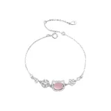 Персиковый цветок, котенок, браслет [розовый]