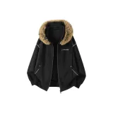 Black (Флисовая подкладка, съемный меховой воротник)