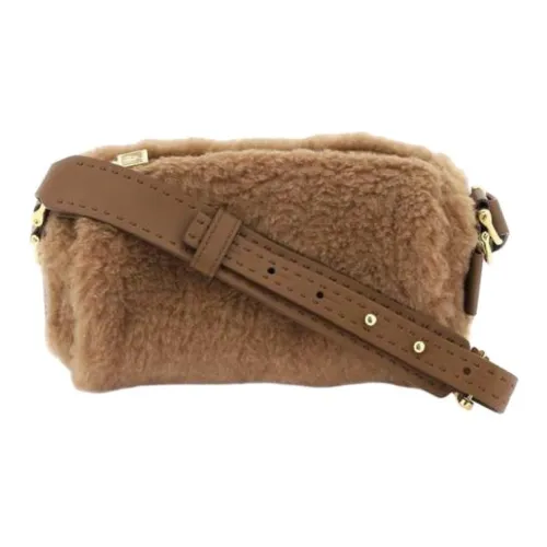 MaxMara Сумка через плечо из верблюжьей шерсти с шелком женская коричневая