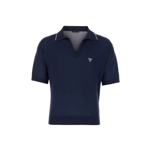 PRADA SS24 Поло Мужское Темно-синий